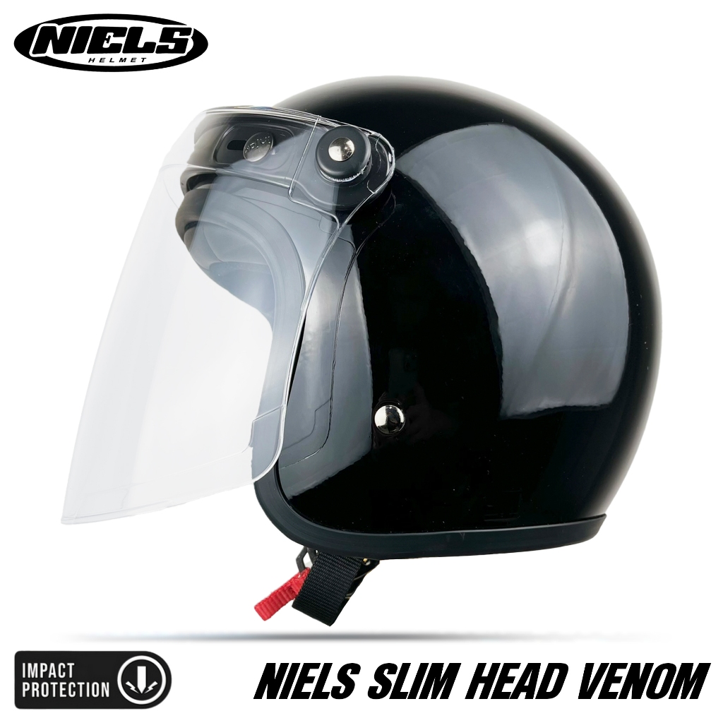 NIELS - Helm Slim Head Kaca Venom Bening / Smoke