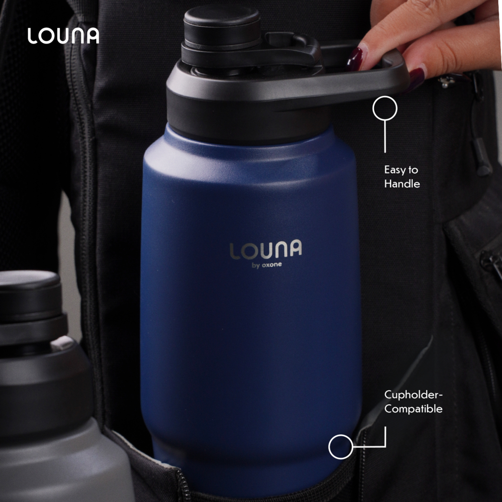 Louna LO001 Classic Traveler's Bottle – 950ml (Deep Sea / Charcoal) - Gambar 2