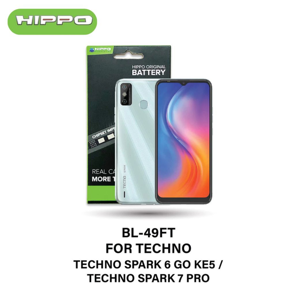 Hippo Baterai BL-49FT TECHNO SPARK 6 GO KE5 / TECHNO SPARK 7 PRO 5000mAh Battery Batere Batrai Batre Original Cell Garansi resmi