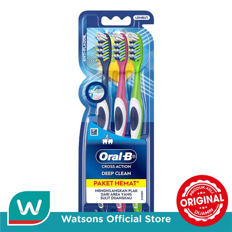 Oral-B Sikat Gigi Cross Action Anti Plak Deep Clean 3'S - Gambar 2
