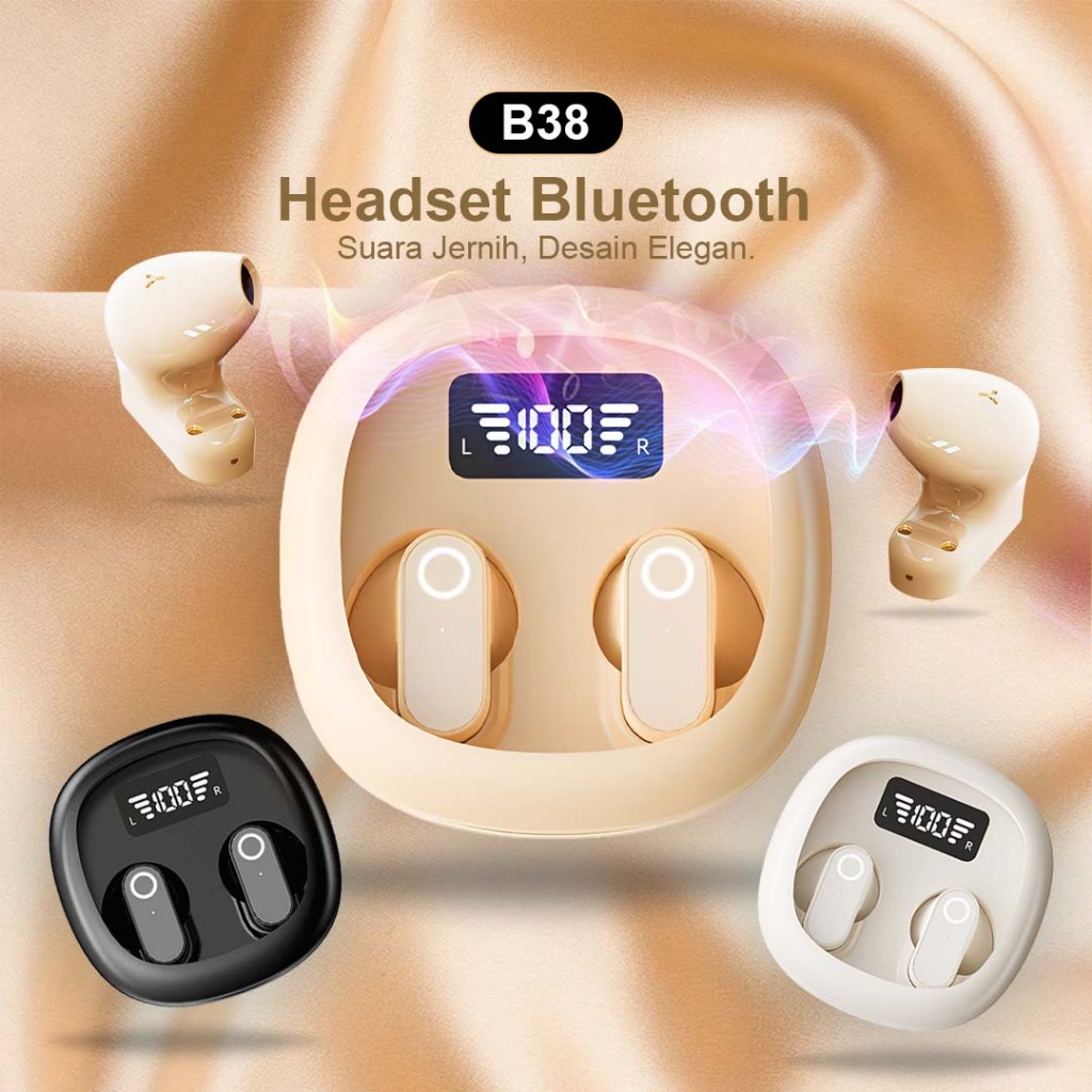 Matei COD Headset Bluetooth B38 Full Bass Nirkabel TWS Stereo LED Bluetooth 6.0 Olahraga Gaming