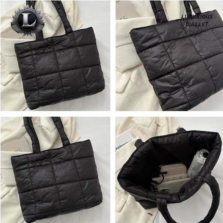 Luxurious Wallet Puffer Tote Bag | Lightweight Soft Women's Bag ...