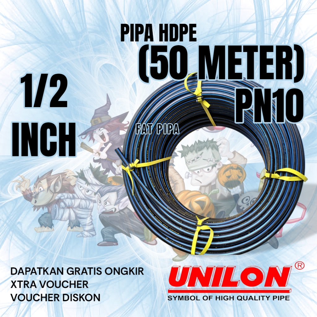 Fat Pipa HDPE Unilon Eceran 50 Meter 1/2 Inch PN10 Pipa Air Kualitas SNI PDAM PAM Perairan - Gambar 2