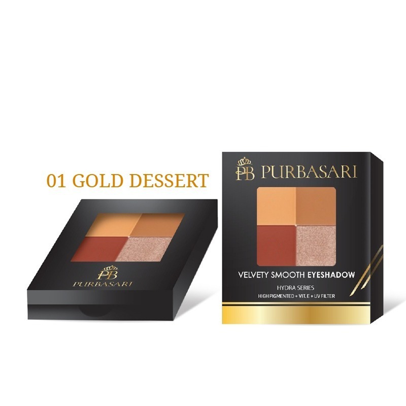 Purbasari Velvet Smooth Eyeshadow - 01 GOLD DESERT NEW / Merah Jingga Official - Gambar 3