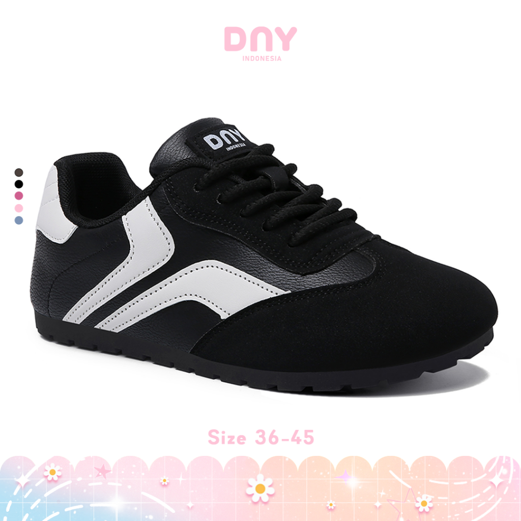 Sepatu DNY Sepatu Sneakers Hitam Putih Casual Sporty Back To School – Sepatu Kerja Kuliah Nyaman Ringan Size 36-45 SP-400D