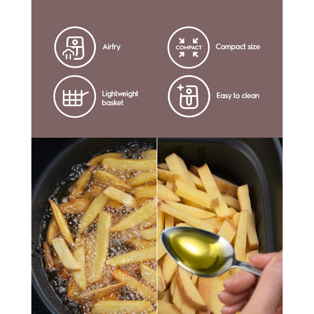 Electrolux Air Fryer 3.3 liter 8 menu masak Pengatur suhu Keranjang bagian dalam ringan dan dapat dilepas  E3AF1-100B - Gambar 4