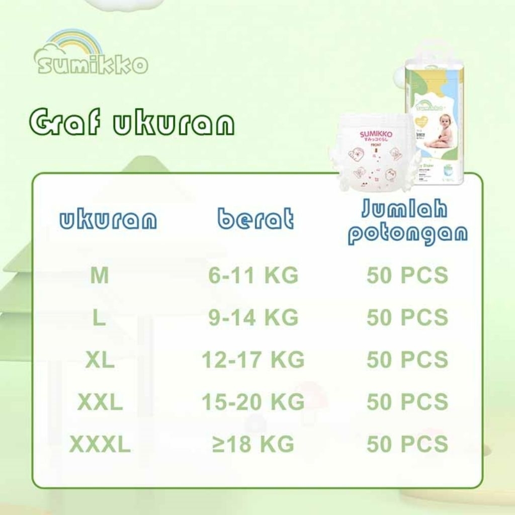 Sumikko Pants Popok Celana/Perekat Premium XXXL50 XXL50 XL50 L50 M50 - Gambar 4