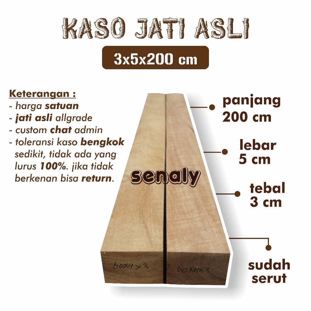 Balok Kaso Usuk 3x5x200 cm Kayu Jati Asli Allgrade Kondisi Sudah Serut Rapi Material Konstruksi Bangunan Bahan Kaki Meja