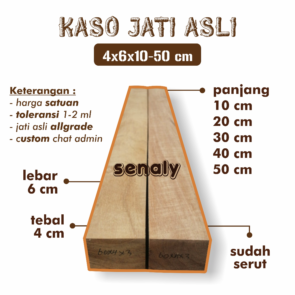 Balok Kayu 4x6 cm Serbaguna Kayu Jati Asli Allgrade Kondisi Sudah Serut Rapi Bahan Kerajinan DIY