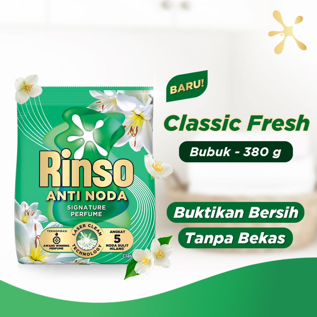 [Kemasan Ekonomis] Rinso Baru Detergen Bubuk Varian Classic Fresh 380g