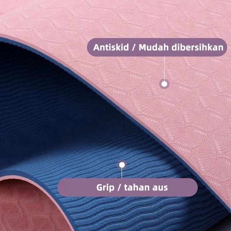 FUYOGI Matras Yoga Premium Anti Slip TPE Pilates Workout 8MM GYM - Gambar 2