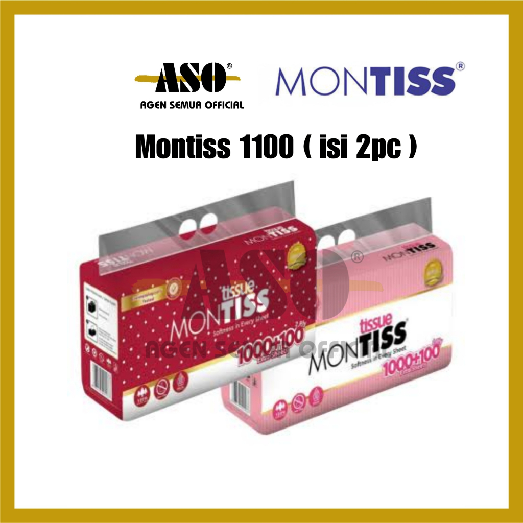 [PAKET ISI 2 ] Tisu Tissue MONTISS Facial Tissue 1100s 2 Ply Jumbo Pack // Montiss Tisu Wajah 1100 Lembar Lembut Ekonomis PROMO !!!
