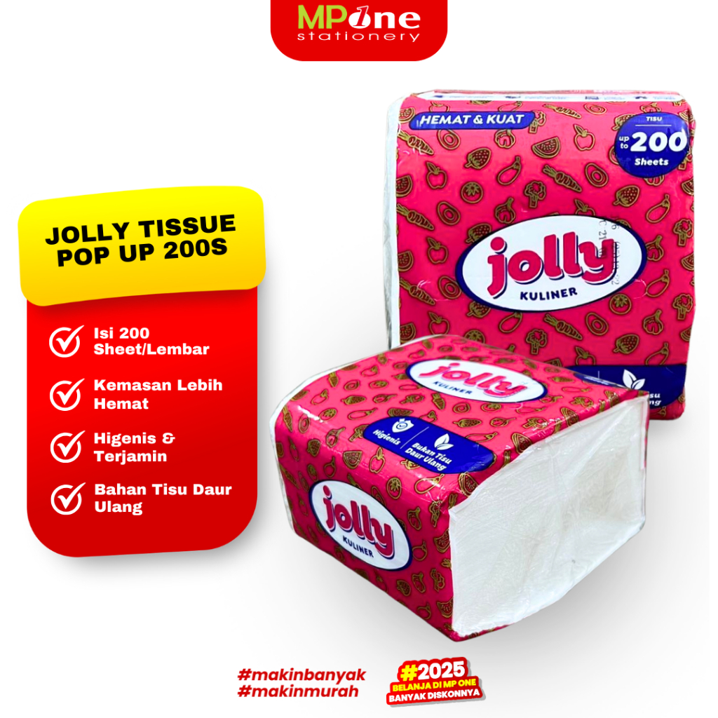 Jolly Tissue Pop Up 2-Ply 200 Sheets Mini Box Culinary Tissue/ 90g ...