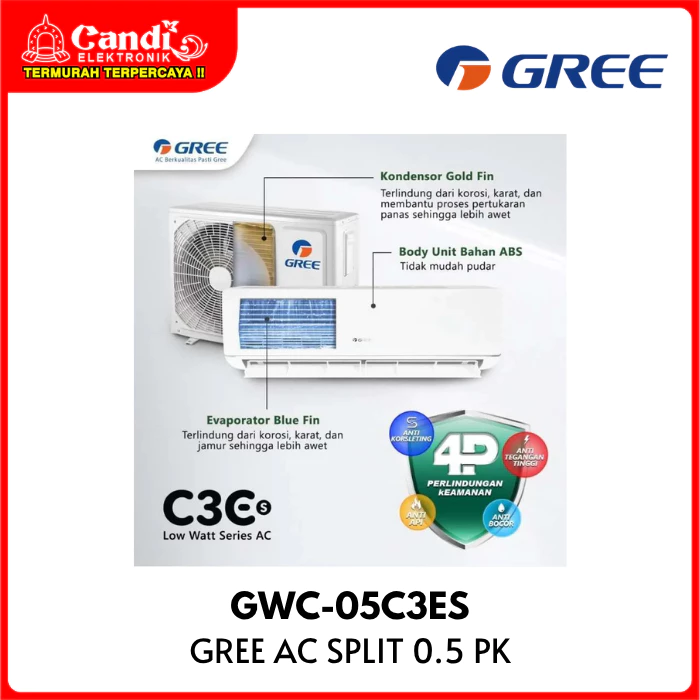 GREE Air Conditioner AC Split 0,5 PK Deluxe Low Watt GWC-05C3ES - Gambar 4