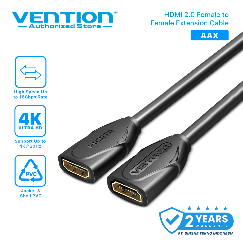 Vention AAX kabel HDMI Female to Female Extension Cable 0.5M Black