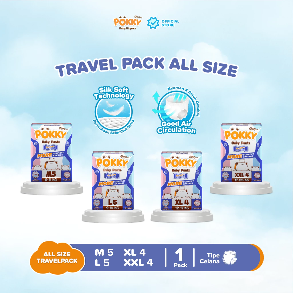 [1 BAG] POKKY Pants Travel Pack M5/L5/XL4/XXL4