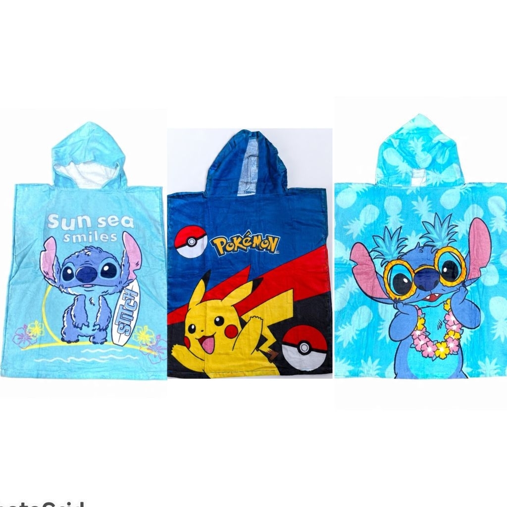 Disney Stitch Pokemon Pikachu Original Lavie Stuff Kids Bath Robe ...