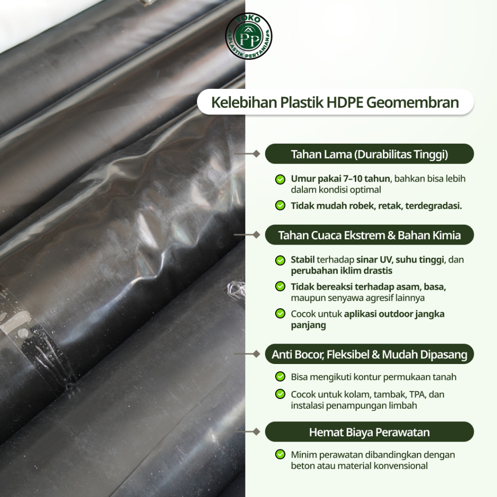 Geomembran HDPE Tebal 300 Micron Lebar 6 Meter CAP JEMPOL - Gambar 4