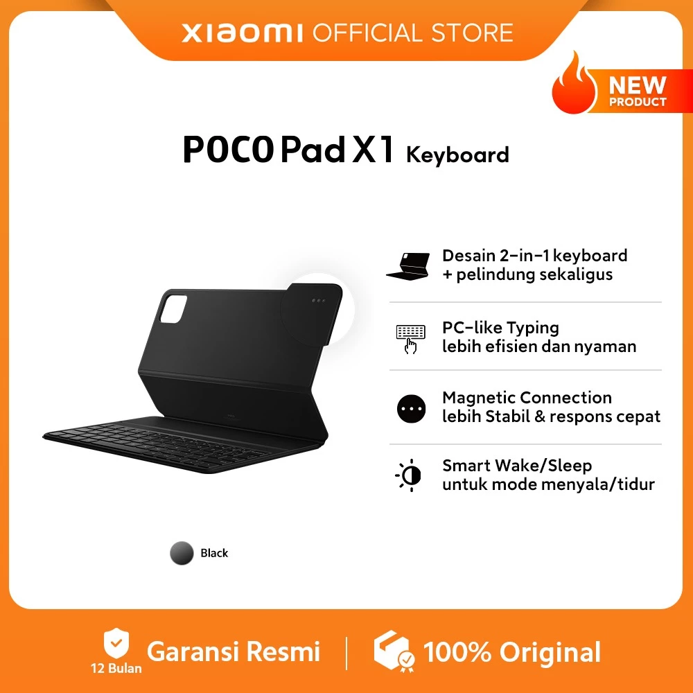POCO Pad X1 Keyboard / Desain 2-in-1 keyboard + pelindung sekaligus / PC-like Typing lebih efisien dan nyaman / Magnetic Connection lebih Stabil & respons cepat / Smart Wake/Sleep untuk mode menyala/tidur [Official Store]