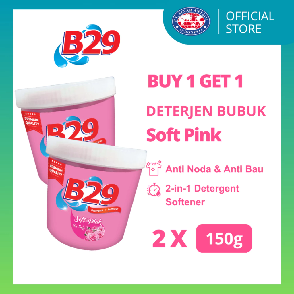 B1G1 B29 CUP Deterjen Bubuk Softener SOFT Pink 150g - Powder Pencuci Pakaian pakai POT (DAPAT 2 PCS)