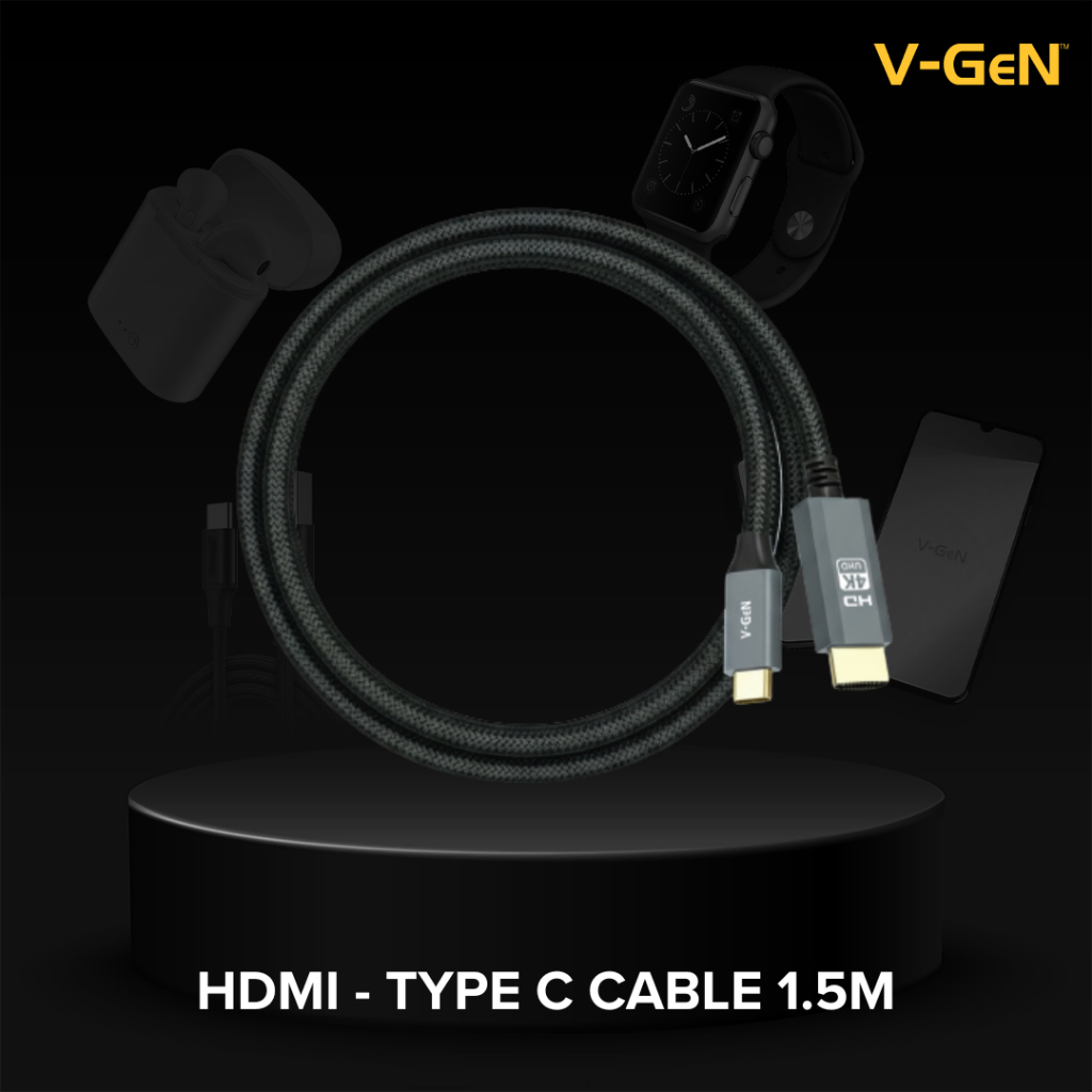 V-GeN VHM-06 Kabel HDMI 4K Ultra HD 1.5 Meter â€“ USB-C to HDMI UHD Display - Gambar 3