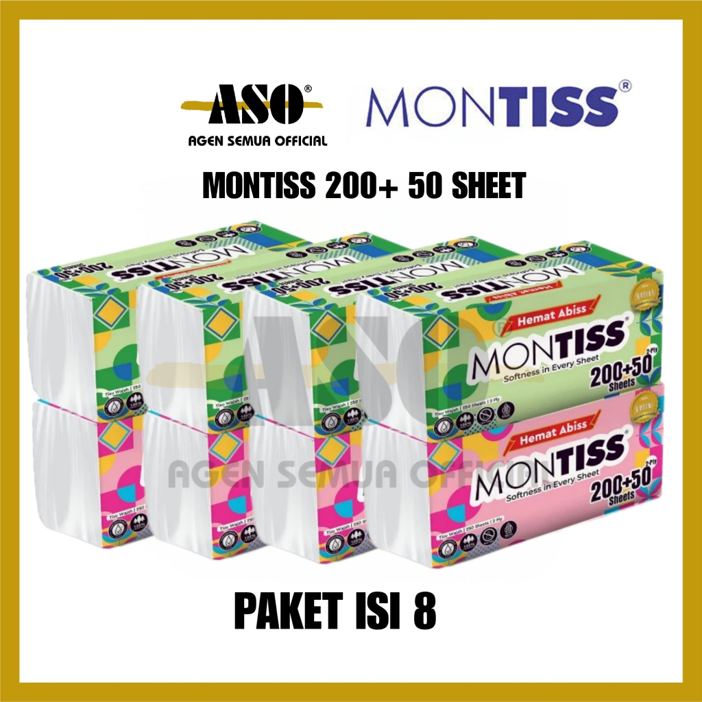 [ PAKET ] Tisu Tissue MONTISS 200+50 Sheet ECO 2ply Facial tissue Tisu wajah PROMO