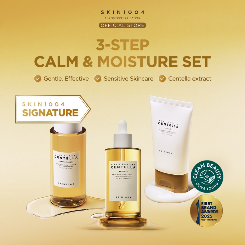 SKIN1004 3-Step Calm & Moisture Set (Centella Ampoule 100ml + Toning Toner 210ml + Cream 75ml)