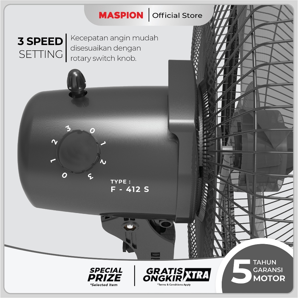 Maspion Stand Fan Kipas Angin Berdiri 16 Inch F-412 S - Gambar 4