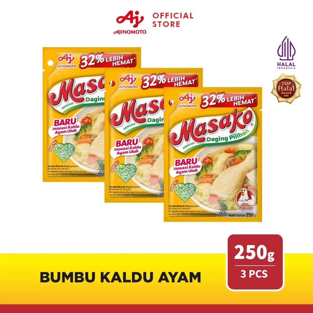 MasakoÂ® Bumbu Kaldu Ayam 250G 3pcs Ekstrak Daging