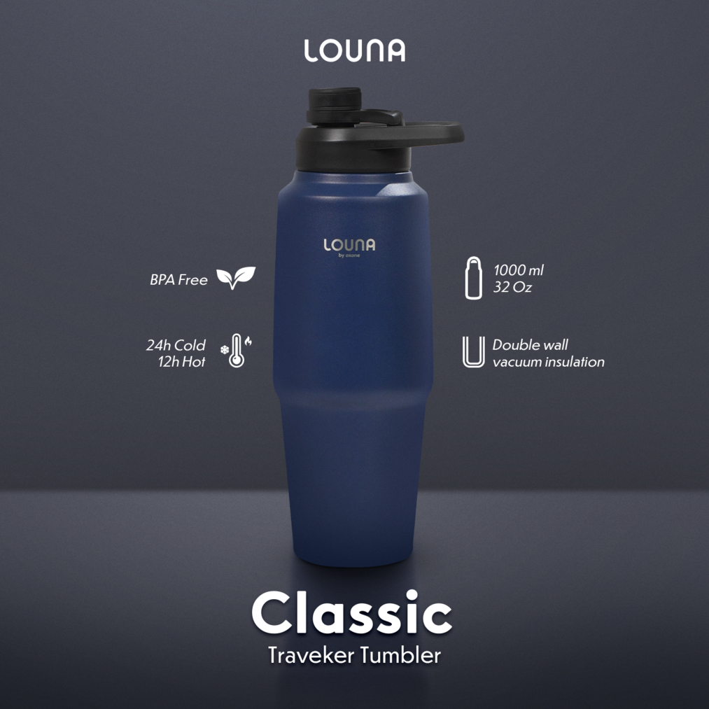 Louna LO001 Classic Traveler's Bottle – 950ml (Deep Sea / Charcoal)