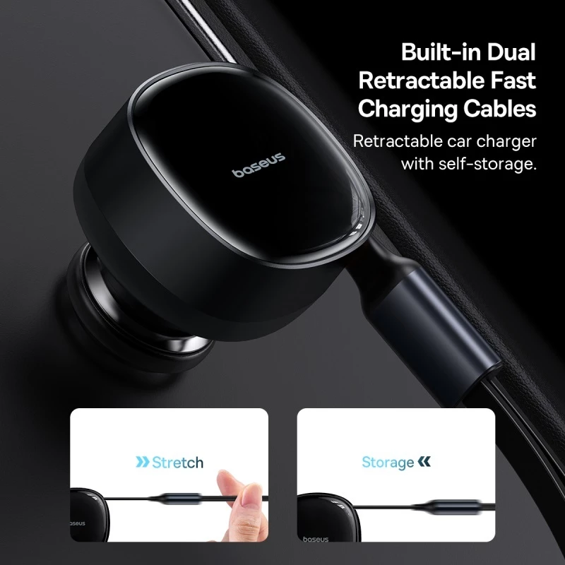 Baseus Enjoyment Retractable 2-in-1 Car Charger C+L 30W - Gambar 2