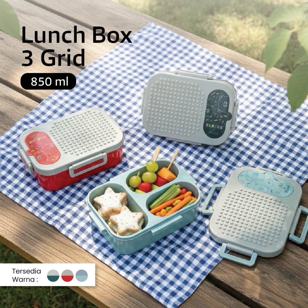 Lunch Box Kotak Makan Anak Sekat Anti Tumpah Plastik BPA FREE 850ml dan 900ml - Gambar 2
