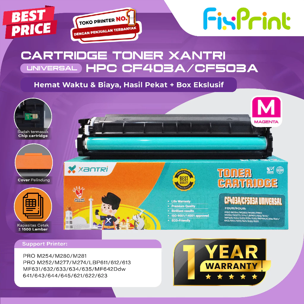 FixPrint Cartridge 045 Toner Premium Grade Xantri CRG045 CRG-045 Printer LBP611Cn LBP613Cdw MF-631Cn 633Cdw 635Cx - Gambar 3