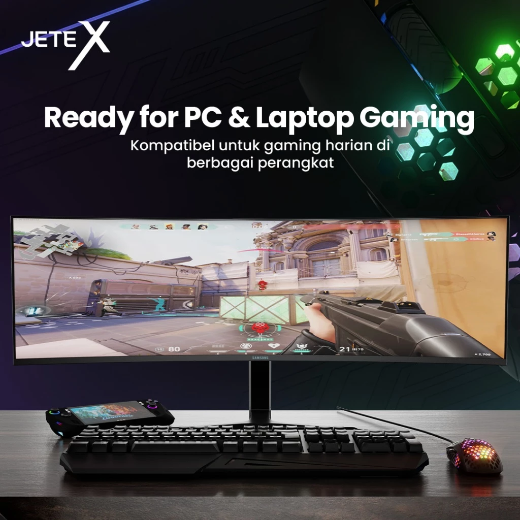 Mouse Gaming JETE MSX101 Mouse Kabel 1600 DPI Game Wired Optical Mouse Game Cool LED RGB USB Cable PC Laptop - Gambar 4