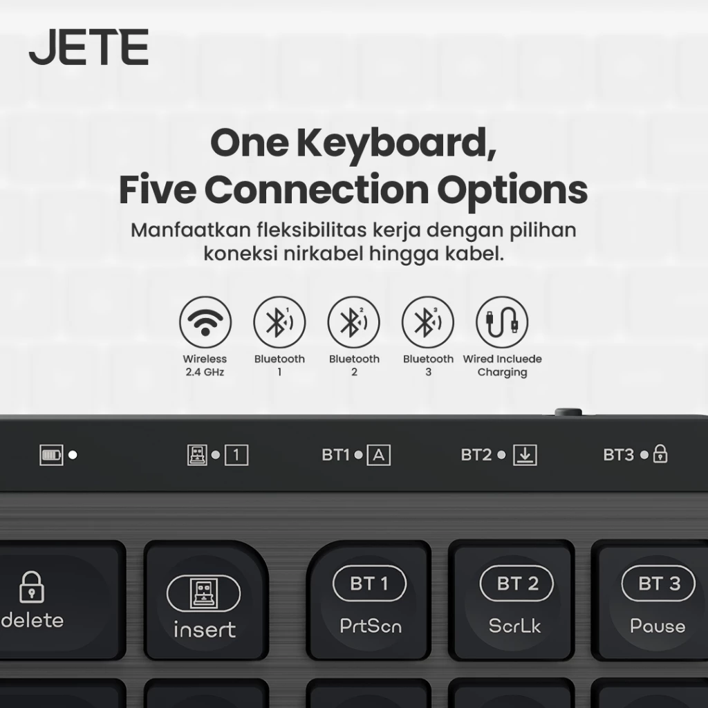 Keyboard Wireless JETE SK2 Keyboard Portable Tanpa Kabel USB Dongle Wireless Keyboard Office Kantor PC Laptop Windows For Macbook (RTL) - Gambar 3