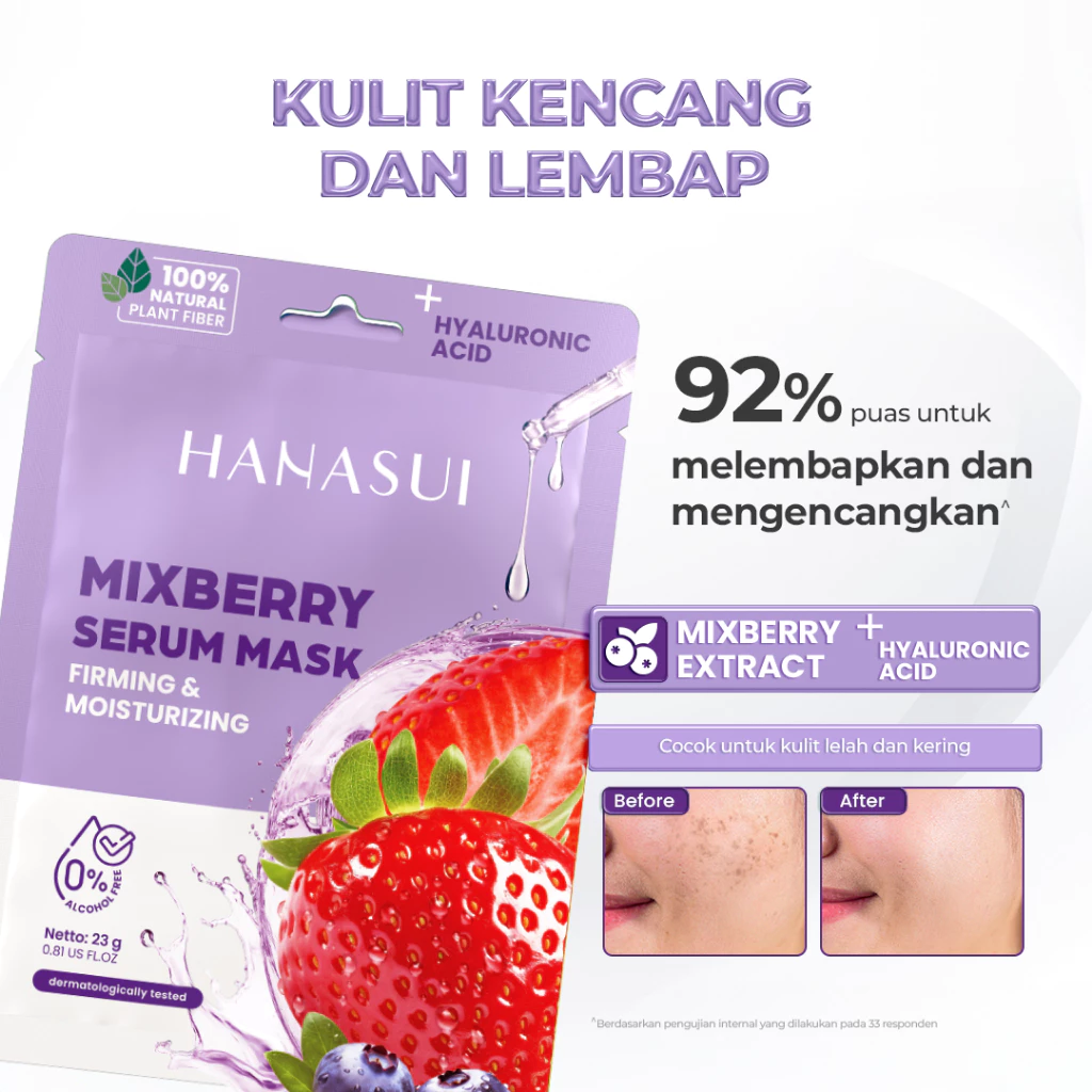 Hanasui Serum Sheet Mask - Masker dengan Kandungan Serum Bahan 100% Serat Alami Lembut di Kulit untuk Mencerahkan Melembapkan Menenangkan - Gambar 4