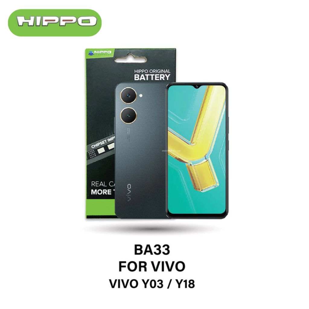 Hippo Baterai BA33 VIVO Y03 / Y18 5000mAh Battery Batere Batrai Batre Original Cell Garansi resmi