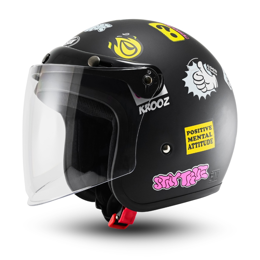 Helm Bogo Wanita Kekinian Helem Retro Pria Terbaru Bip Plast - Gambar 4