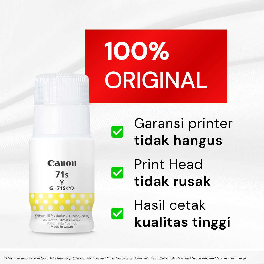 FixPrint 100% ORIGINAL Tinta Canon GI 71 Small Yellow - Printer G1730 G1737 G2730 G2770 G3730 G3770 G4770 G4780 G1020 G2020 G3020 - Gambar 2