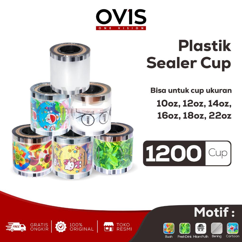 Cup Lid Sealer Tutup Segel Press Gelas Minum Plastik Roll 1200 Cups