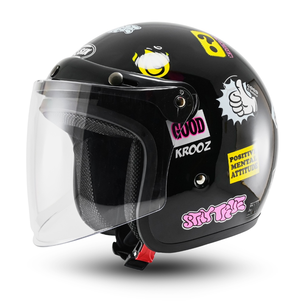 Helm Bogo Wanita Kekinian Helem Retro Pria Terbaru Bip Plast - Gambar 3