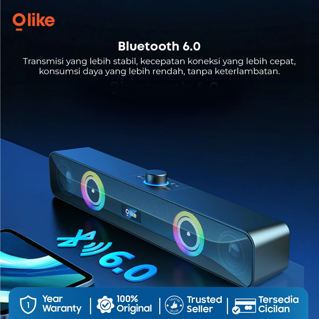 OLIKE Speaker Soundbar S5H + RGB 1200mAh, Surround Sound 10W Subwoofer Stereo Bass Max Bluetooth 6.0 - Gambar 3