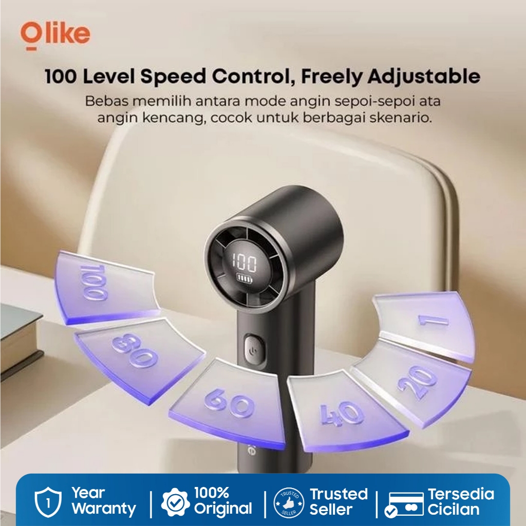OLIKE PF9 Portable Fan Mini Strong Wind 100 Speed Led Display 3000 Mah Ultra Small - Gambar 4