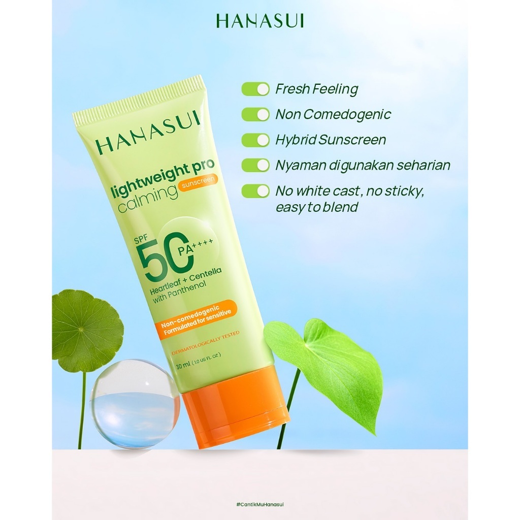 Hanasui Lightweight Pro Calming Sunscreen SPF50 PA++++ 30ml Kulit Sensitif Acne / Merah Jingga Official - Gambar 3