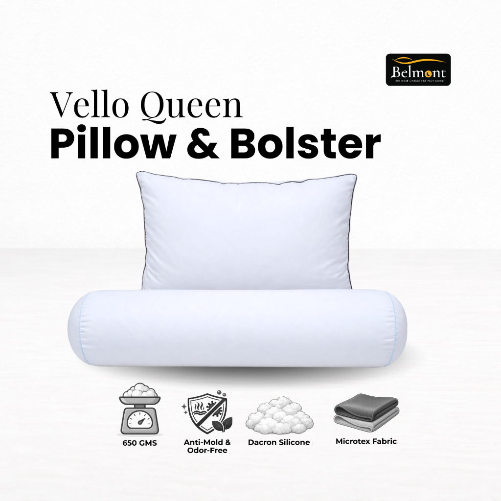 Bantal dan Guling tidur Velo Queen by Belmont ( 1 Bantal + 1 Guling ) - Gambar 2