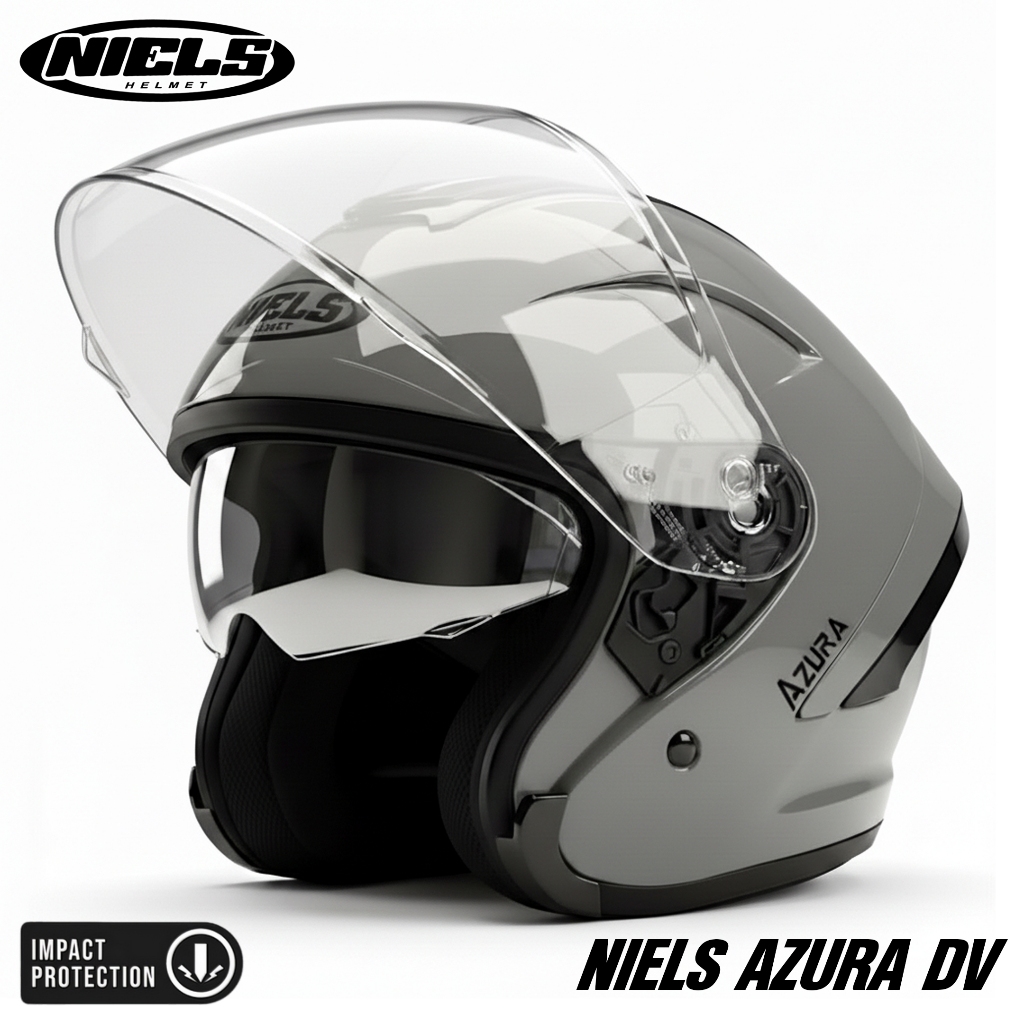 NIELS - Helm Half Face Azura Double Visor Dewasa SNI Motorcycle