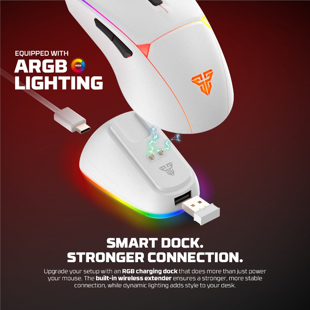 Fantech WG7V2RD / WG7-V2 RD / WG-7V2RD / WG7 V2 RD Crypto II / Crypto 2 Wireless Gaming Mouse With ARGB Gaming Optical Sensor - Gambar 4