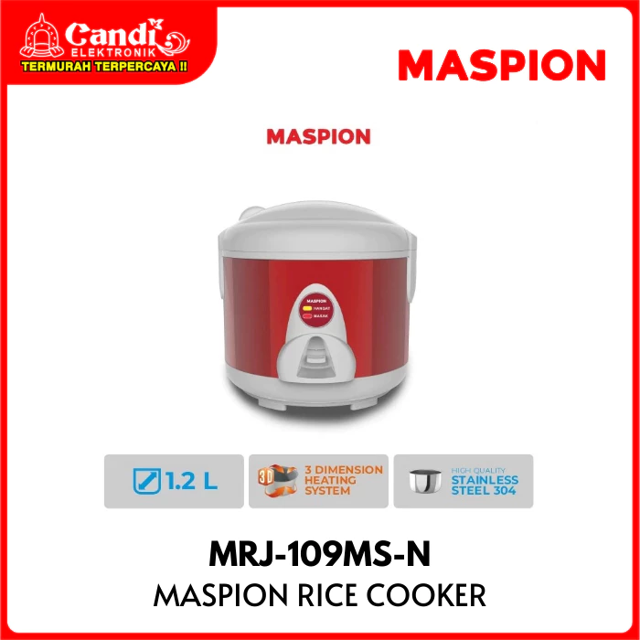 MASPION Rice Cooker 1,2 Liter Stainless Steel MRJ-109MS-N - Gambar 2