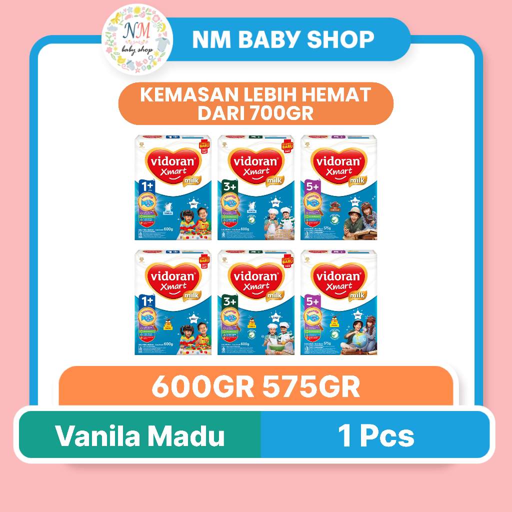 VIDORAN XMART MILK 1+ 3+ 5+ 600GR 575GR VANILA MADU COKELAT TAHAP 1 3 5 SUSU FORMULA ANAK 575 GR NM SSKD