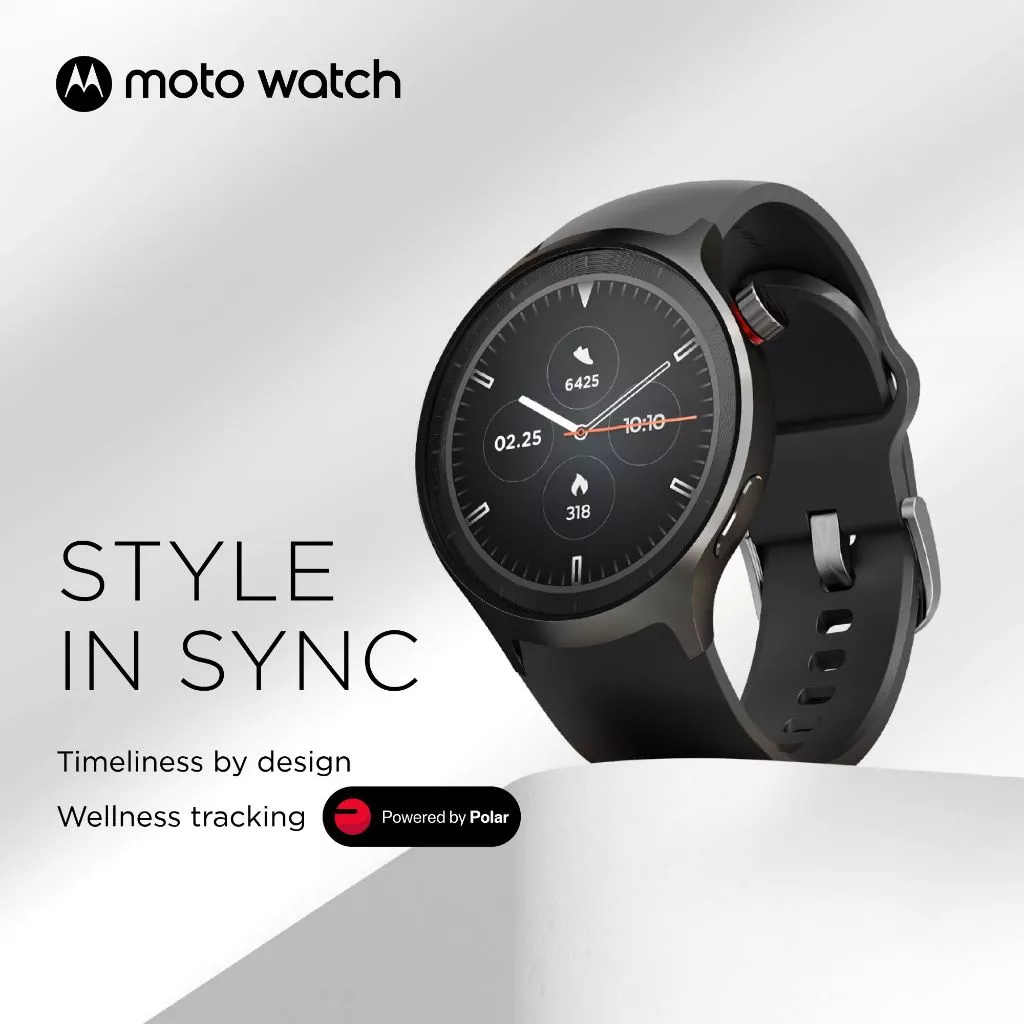 Moto Watch 1.4" OLED Display AOD - Dual Frequency GPS - 47mm - Built-in Mic & Speaker - powered by Polar - 13 days Battery - Stainless Steel Frame - GorillaGlass3 - 1ATM Underwater Protection